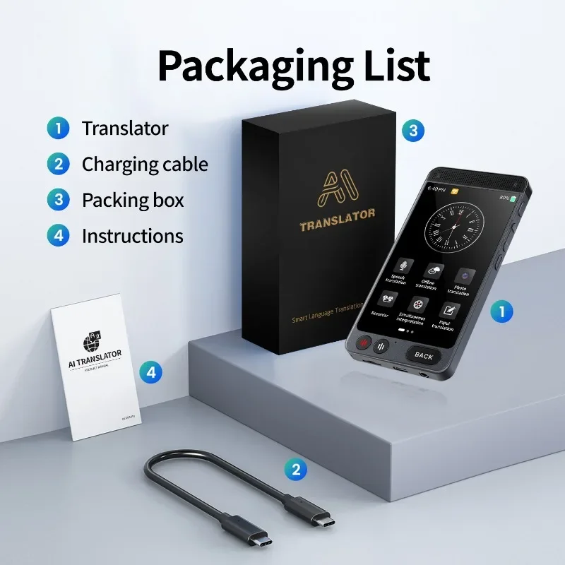142Language AI Photo Voice Translator Assistant Device Online Offline Real Time Translation Learning Machine For Travel Recorder