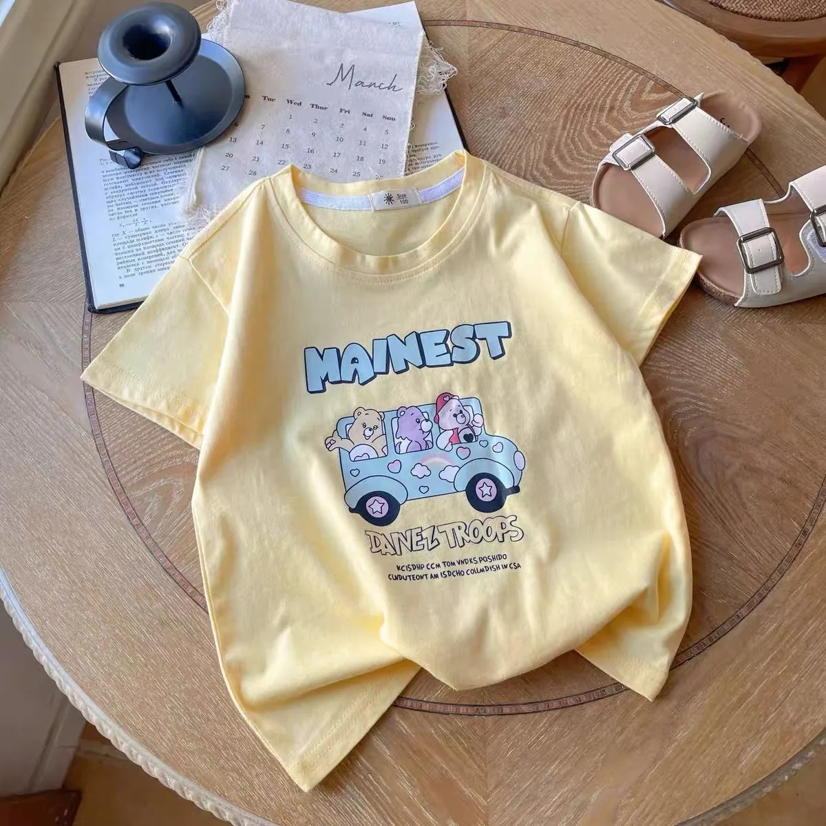 Cute Little Bear Printing T-shirt New Baby Trendy Summer Costume Boys And Girls Cartoon Tees Baby Loose Thin Short-sleeved Tops 3