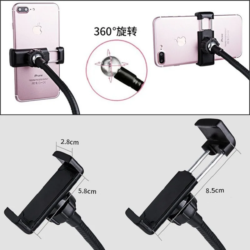 Universal Flexible Fill light with Mobile Phone Holder and 1/4" Threaded Camera DV Head,LED Light for Live Streaming,Selfie