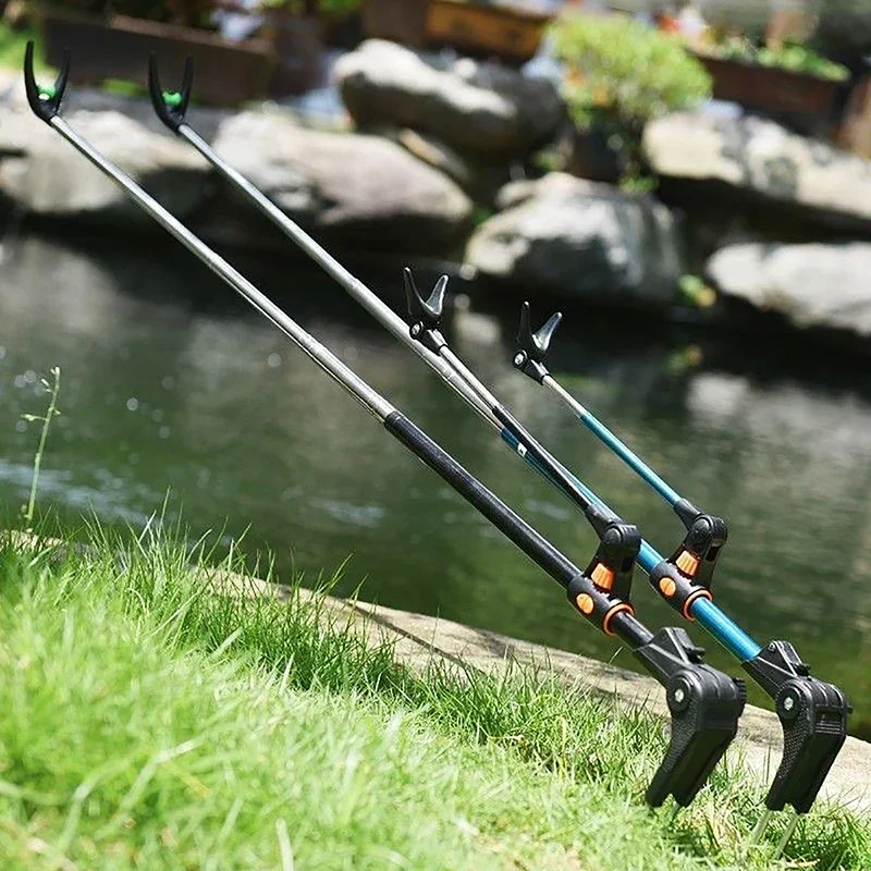 Fishing Rod Bracket Support Rest Holder 1.7M 2.1M 2.4M Stainless Steel Telescoping Fishing Pole Hand Rod Adjustable