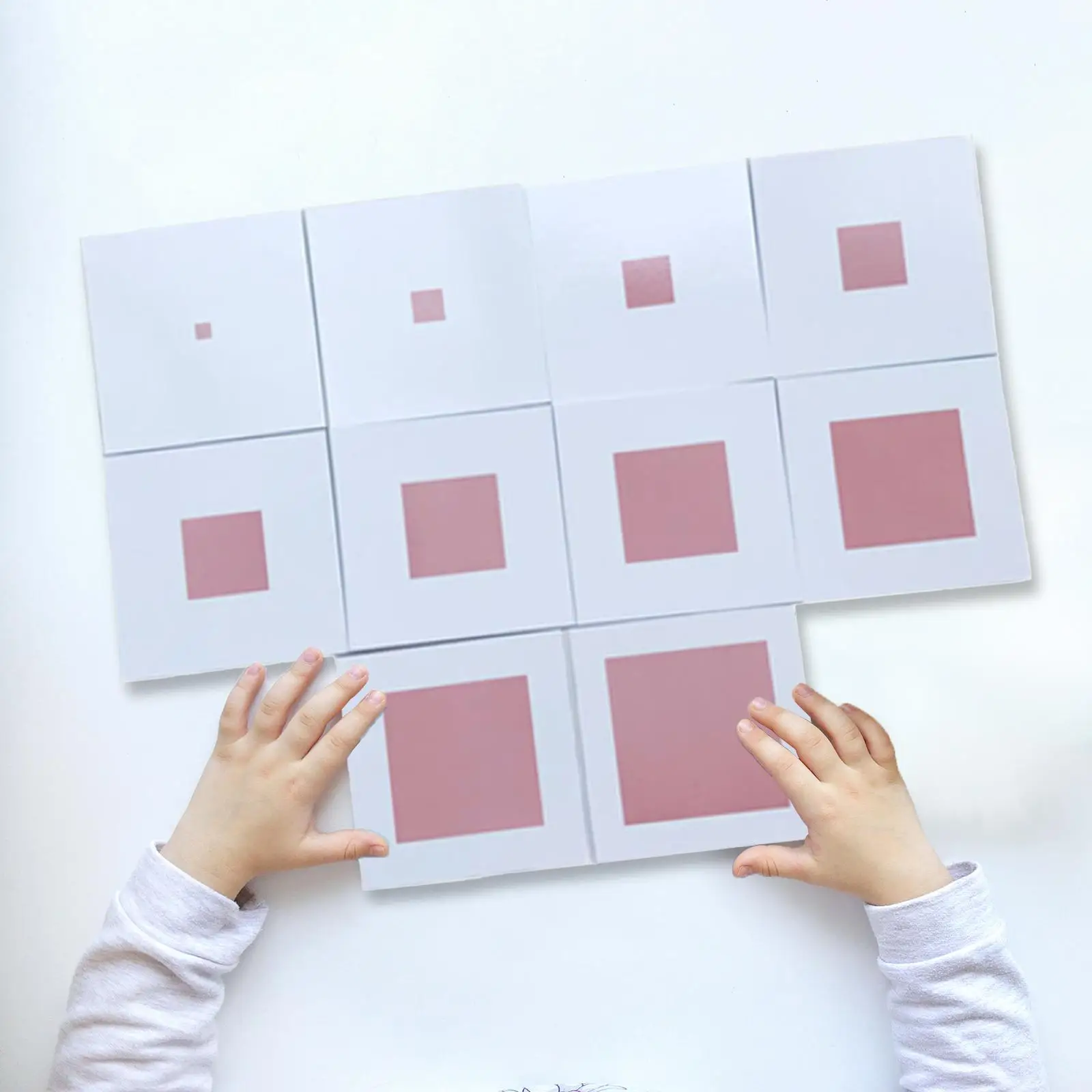 

Preschool Kids Toys Sensorial Cards Hands on Sensory Training Early Educational Tools Pink Pagoda Cards for Ages 0-3 Years