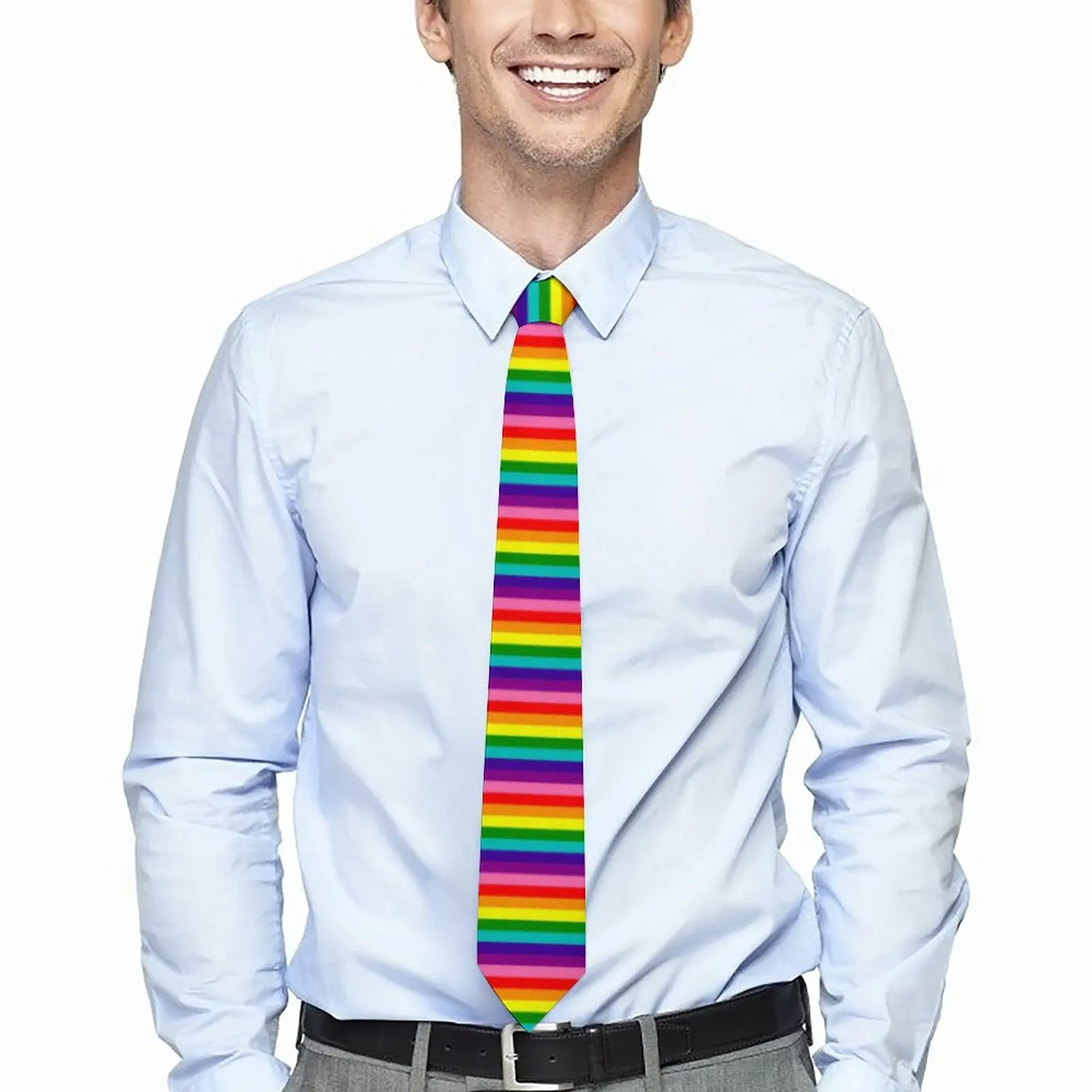 

Rainbow Pride Flag Tie LGBT Colorful Stripes Retro Casual Neck Ties For Unisex Adult Leisure Collar Tie Necktie Accessories