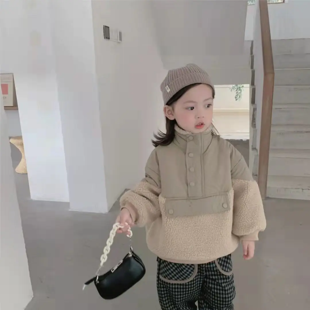 Outerwear Coat Parkas O-neck Collar Single Breasted Solid Regular Cotton Fashion Simple Cute Warm Winter Autumn Girls girls coat