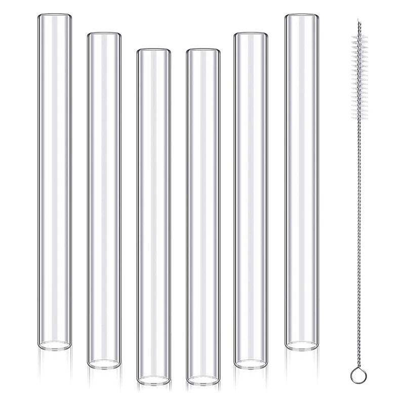 6 Pcs 4Inch Clear Borosilicate Glass Tube 12Mm OD 8Mm ID 2Mm Thick Glass Blowing Tubes With Cleaning Brush Easy Install glass blowing tubes
