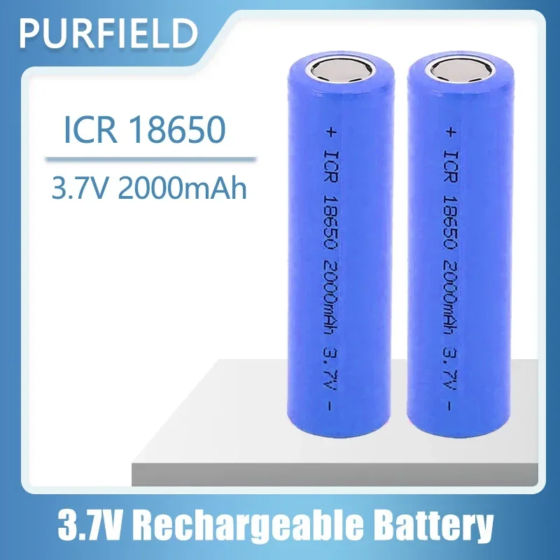 Purfield Nuova Batteria 18650 3.7 V 2000Mah 18650 Batteria Ricaricabile Al Litio Per Batterie Torcia