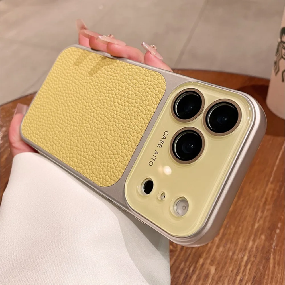 Luxurious Crystal-Embellished Lychee Leather Shockproof Case with Soft Bumper Cover