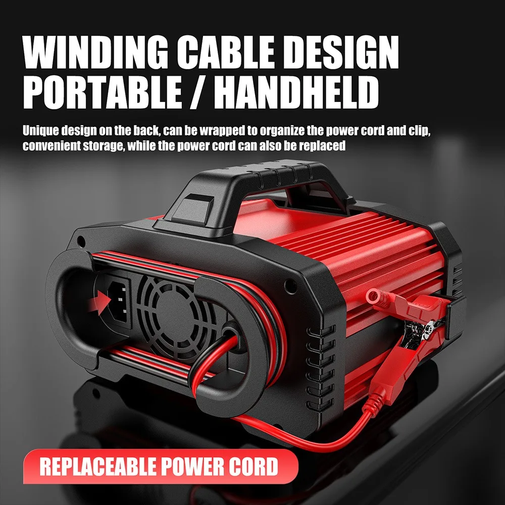 Enhanced 25A Portable Smart Battery Charger with Pulse Repair and Booster