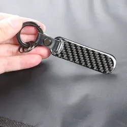 Premium Carbon Fiber - Patterned Keyring with Anti - Loss Loop and Tag - Ideal (1pc black)
