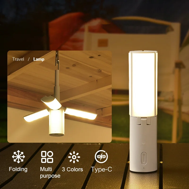 outdoor camping tent Foldable Camping Lanterns Led Rechargeable Emergency Light Multifunctional Hanging Tent take refuge Flashli