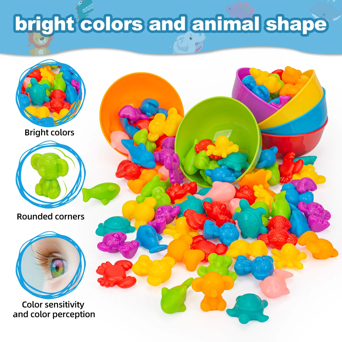 Liczenie sortowania zwierząt zabawki dla małych dzieci zajęcia przedszkolne w celu poznania kolorów matematyki Montessori prezent dla dziecka