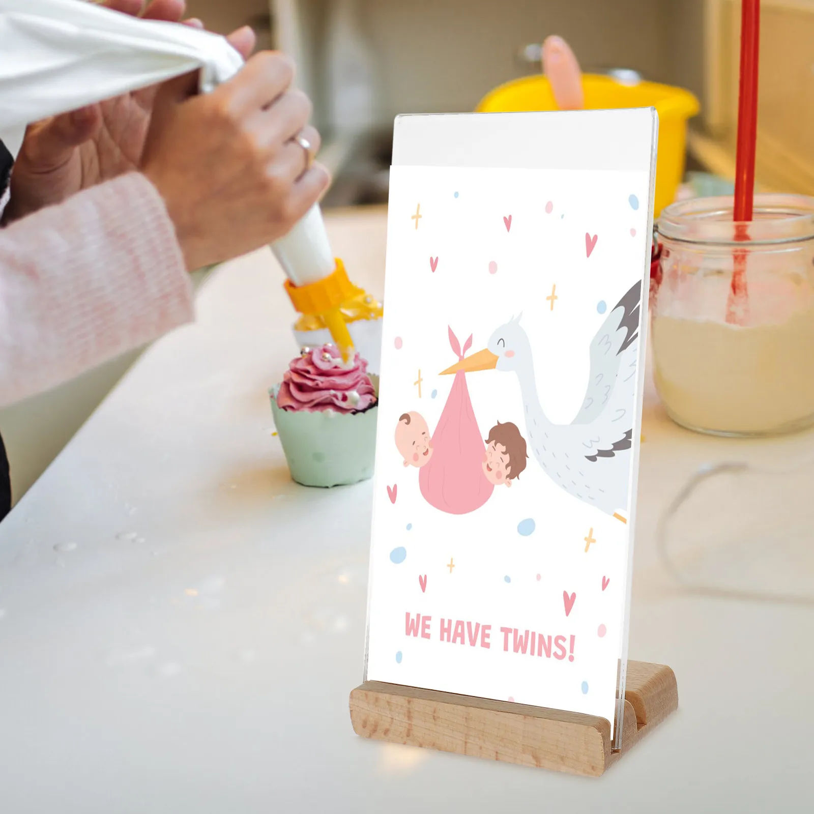 1세트 아크릴 사인 홀더 투명 디스플레이 스탠드 (메뉴, 전단지, 브로셔, 레스토랑, 카페, 사무실, 테이블탑, 가격표시용)