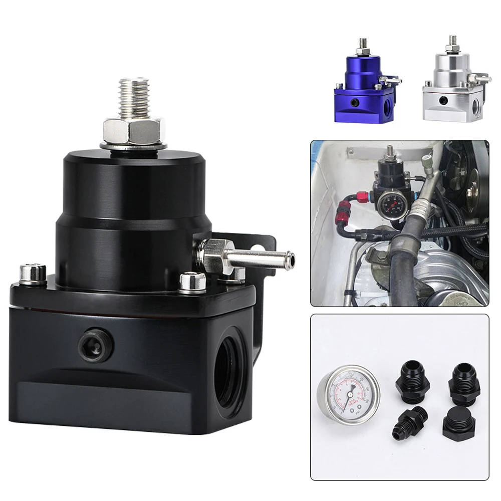 

UNIVERSAL FUEL PRESSURE REGULATOR + GAUGE + AN8 FITTING High Pressure Fuel Regulator w/ boost ( 0-160psi Gauge ) Auto Parts