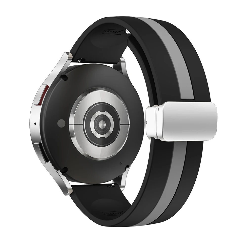 Silicone Magnetic Bracelet Strap, 20mm/22mm, in Black