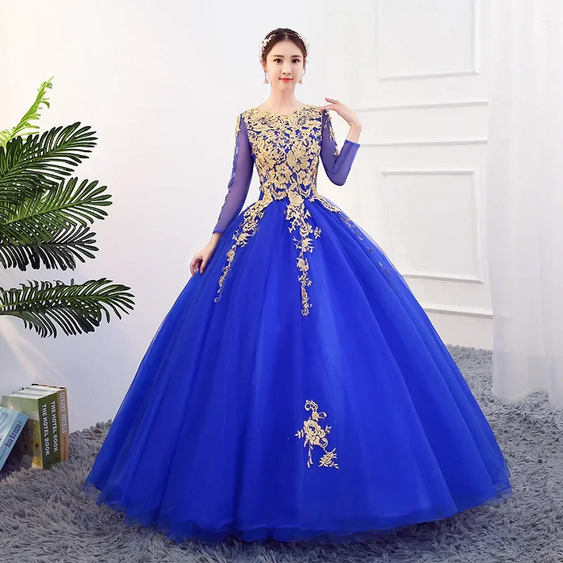 Bomaris Long Sleeves Quinceanera Dresses Masquerade Vestidos De 15 Anos Vintage Applique Floor-Length Princess Party Customized