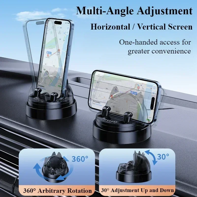 Eary Cat Shape Car Phone Holder Mount Dashboard With 360 Rotation Adjustable Fit For Iphone 16 Pro Max Samsung Car Accessories