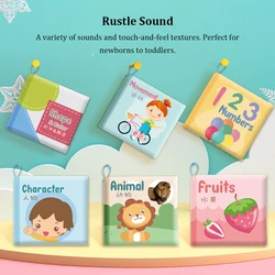 Baby Cloth Book Cognize Kids Rustle Sound Paper Newborn Toddler Quiet Fabric Learning Educational Reading Toys
