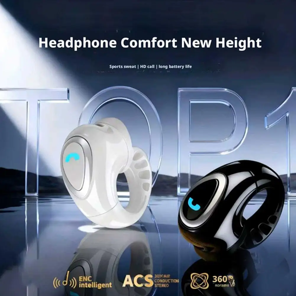 Auricolari a conduzione aerea Open-Ear Bluetooth 5.4 Clip-On Singolo auricolare HIFI Suono stereo Impermeabile Sport/Da corsa Mini auricolare - Image 2