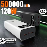 500000mAh Large Capacity Digital Display Mobile Power Bank 120W Ultra Fast Charging Portable Battery Suitable For IPhone