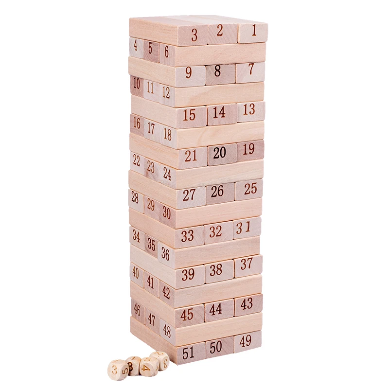 Wooden Stacking Blocks Strategy Game for Kids Adults Interactive Fun Tower Balance Puzzle Toy for Family Gathering Entertainment