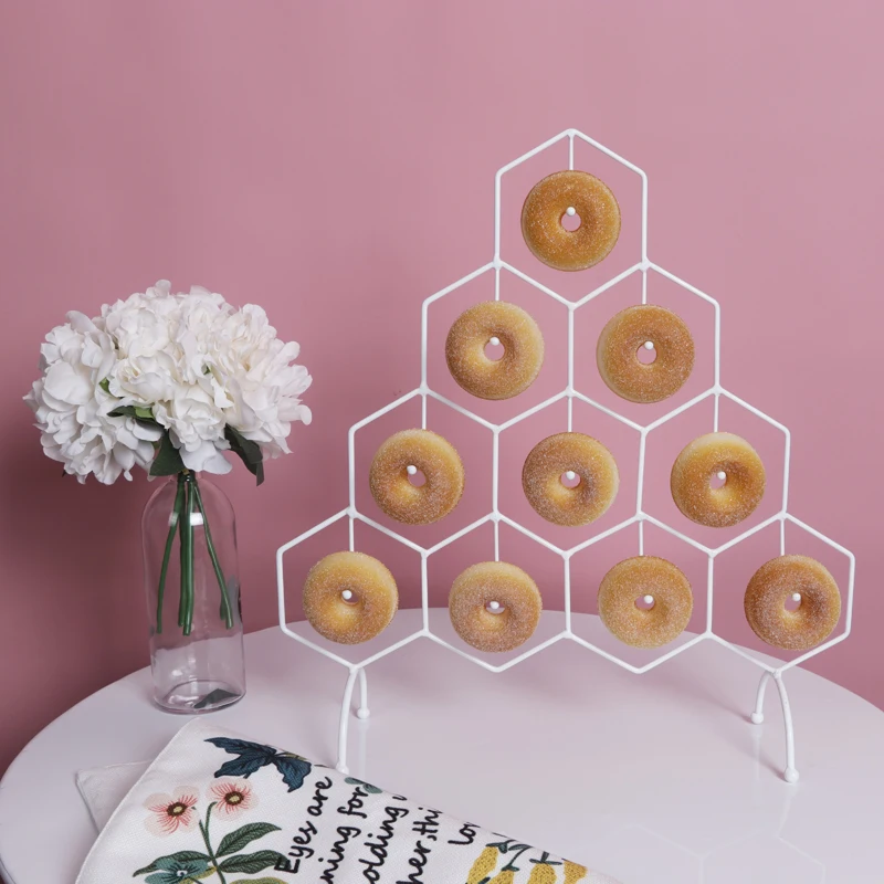 European Style Wedding Dessert Table Decorations Iron Art Donut Bread Display Rack Cake Shop Props