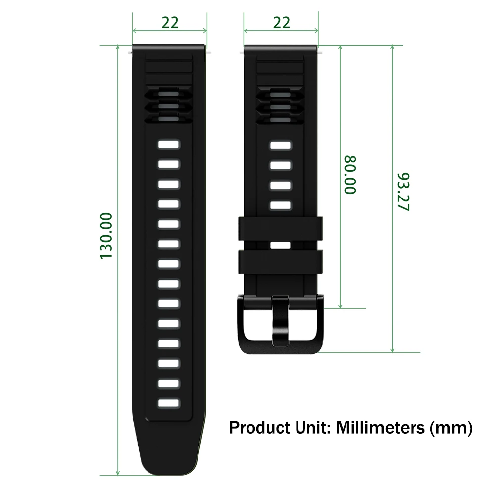 Premium 22mm Silicone Watch Band Replacement Strap - Elegant & Durable Bracelet