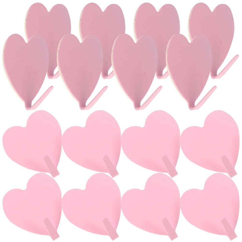 

16pcs Heart Shaped Hooks Decorative Wall Hooks Strong Adhesive Wall Hooks Bathroom Hooks