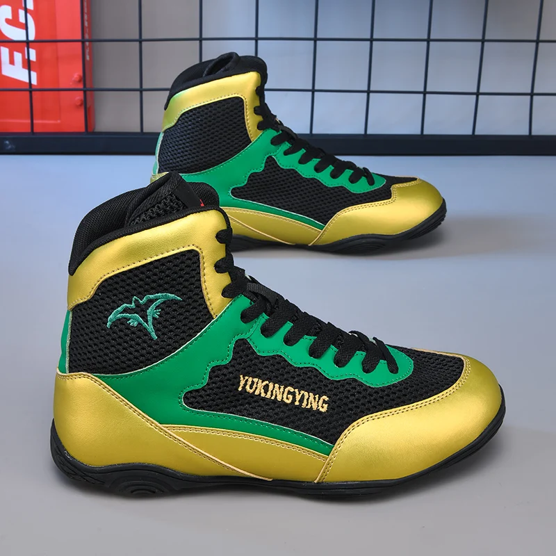Unisex Boxing Shoes, Professional Muay Thai and Kickboxing Breathable Shoes for Men and Women High Top Training Fight Boots