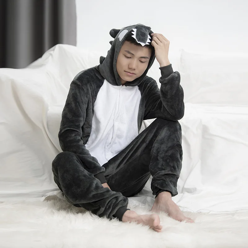 Kigurumi Adult Pyjamas Cosplay Costume Grey Wolf Onesie Sleepwear Women Men Animal Jumpsuits Suit Unisex Pajamas Party Clothing