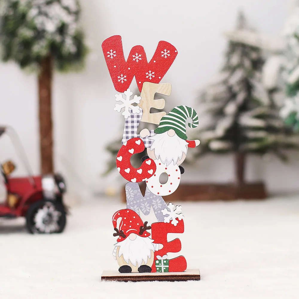 Desktop árvore de natal papai noel diy decoração de madeira sinais de natal  placa decoração de natal 2023 anos novos presentes de festa - AliExpress