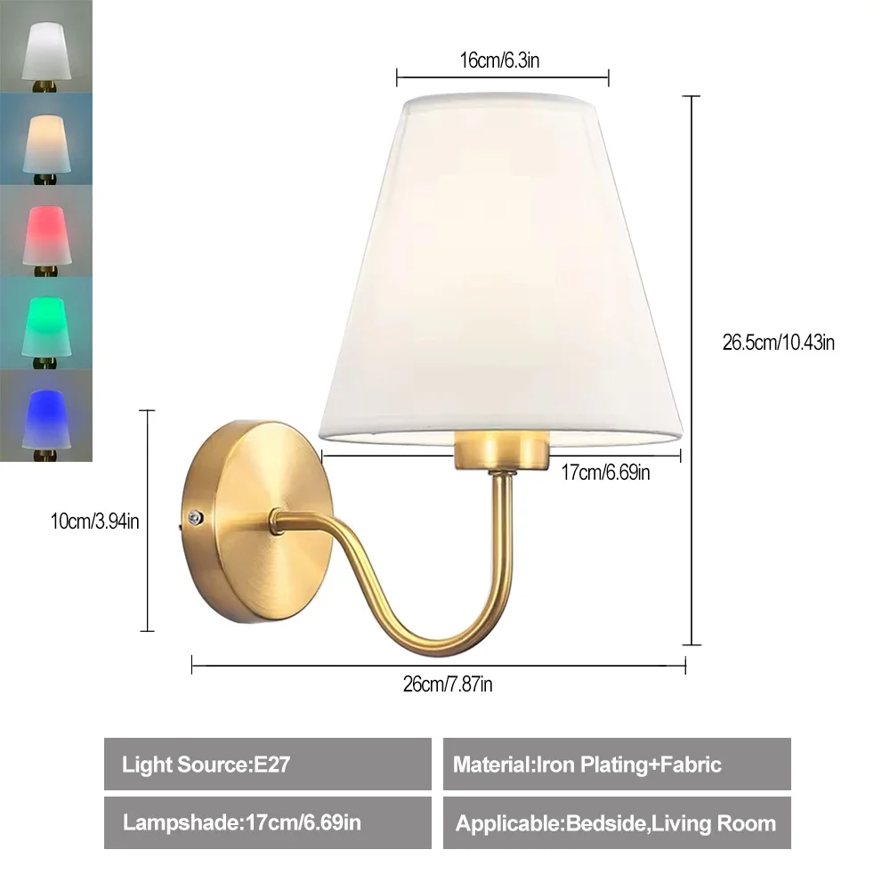 مصباح جداري كلاسيكي قابل لإعادة الشحن RGB، بدون أس...
