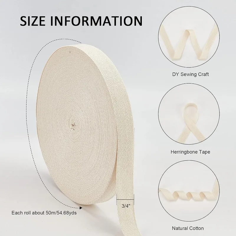 Corda Di Cotone 100 Metri - Nastro Bias 2,5 Cm Per Cucito E Decorazione (Bianco)