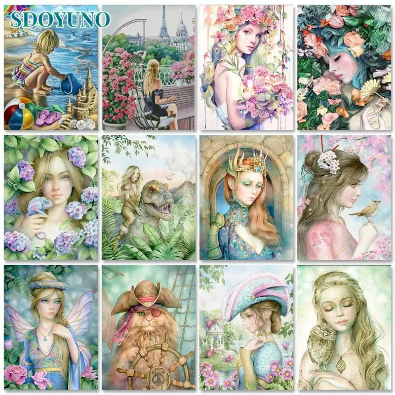 

SDOYUNO 60x75cm Painting By Numbers For Adults Handpainted Figure Painting Picture With Numbers Wall Art Home Decoration Kit