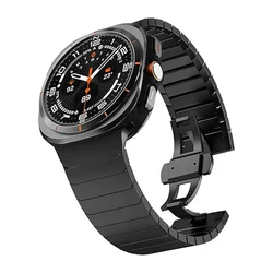 Premium Stainless Steel Watch Strap with Curved End Bracelet Design for Galaxy 4classic 42mm (Black)