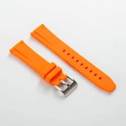 Soft Silicone Waterproof Sport Wristband - Universal Fit Rubber Watchband - 22mm (Orange)