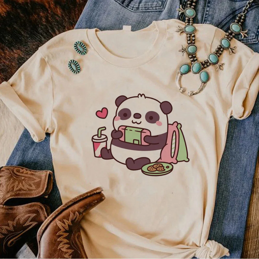 

Panda top women comic funny tshirt female harajuku manga Japanese clothes