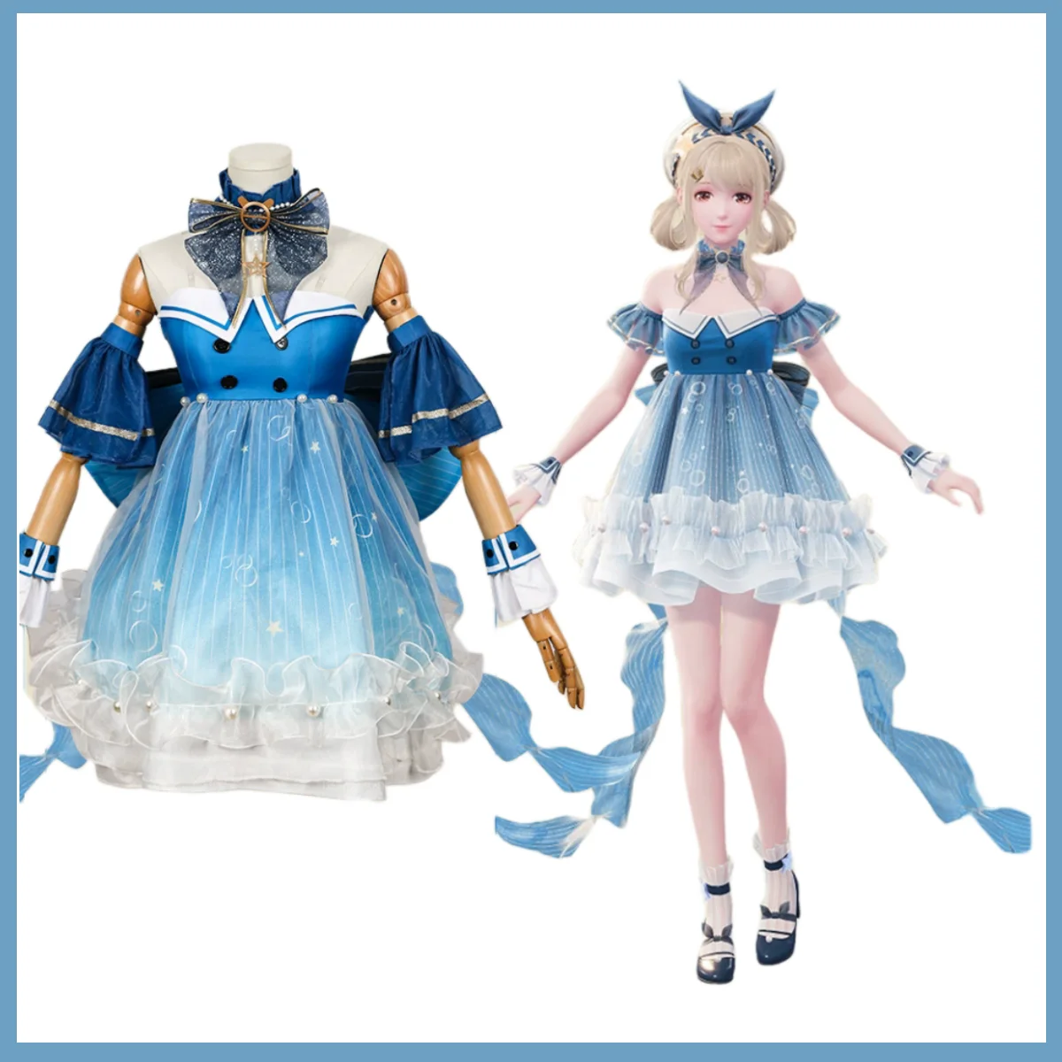 Infinity Nikki Nikki Blue Bubbles Princess Dress Cosplay Costume