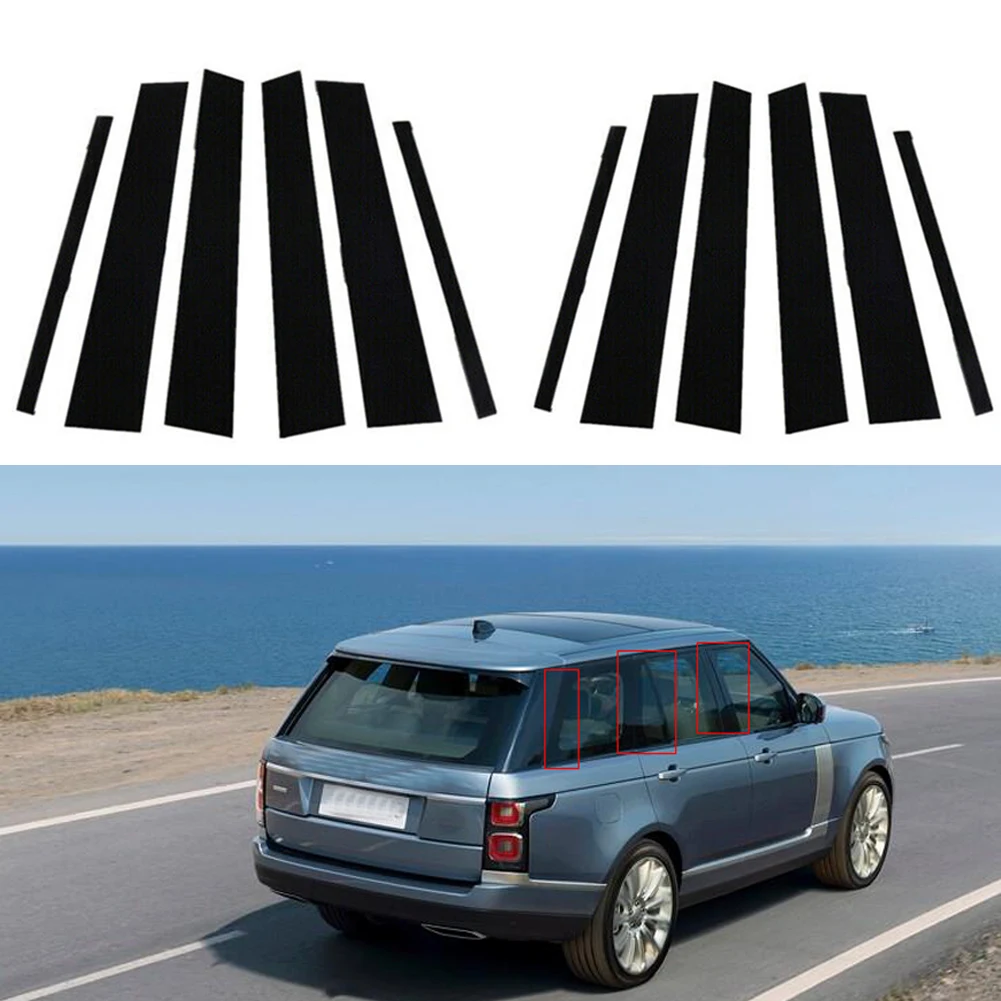 

12Pcs Car Side Door Window Trim Stickers For LAND ROVER RANGE ROVER HSE 2002-2012 Gloss Black PC Pillar Post Car Accessories