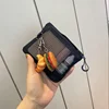 Portable Short Wallet New Mesh Double Layer Zipper Coin Purse Square Nylon Card Holder  Make Up Organizer Bag 1