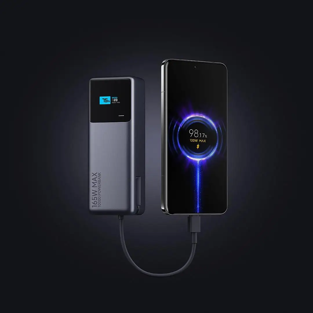 10000mAh Xiaomi Built-in Cable Power Bank 165W Max Flight-approved USB-C Charging Color Display for iPhone 15 Xiaomi 14 Macbook 4