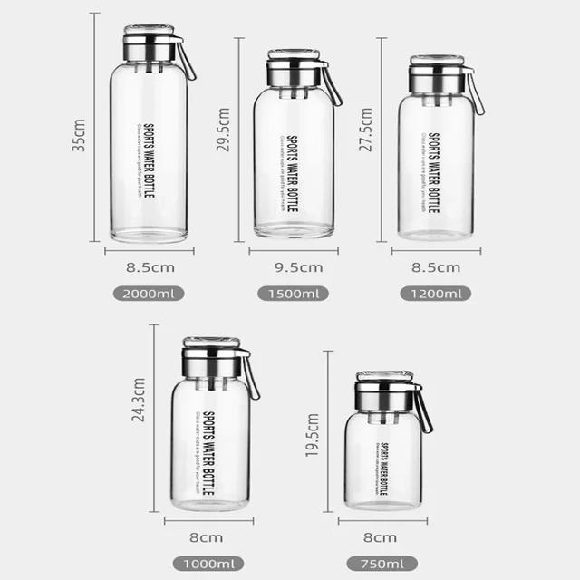 Large Capacity Glass Water Bottle Transparent Milk Juice Cup  for Tour Outdoor Sports and Travel Leak Glass Bottle 6