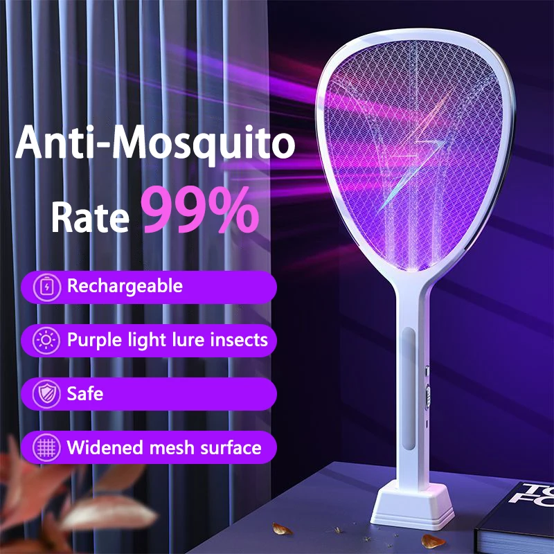 

3 In 1 Widening of The Power Grid Electric Mosquito Swatter With TYPE-C Charging Fly Swatter Mosquito Racket Insect Killer