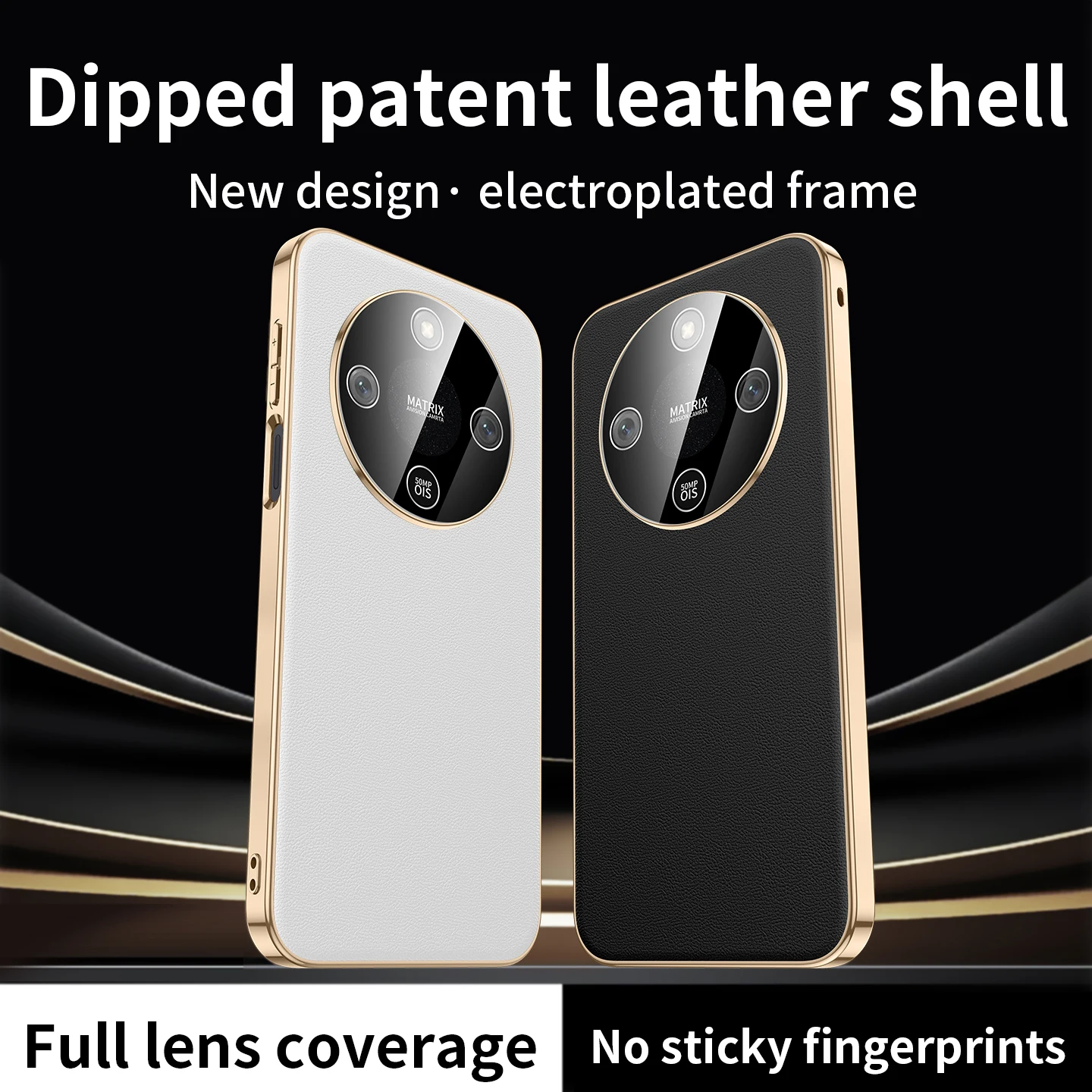 Luxury Plated Leather Texture Shockproof Phone Case with Camera Lens Protection