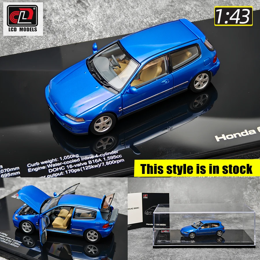 LCD diecast full 1:43 scale New Honda EG6 SiR (SiRII) alloy car model static display holiday gift collection