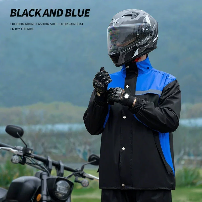 Unisex Motorcycle Raincoat & Rain Pants Suit Split-Type Windproof Explosion-resistant Design Waterproof Riding Gear