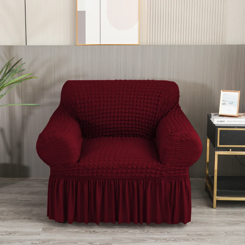Sofa Slipcover Skirt Easy Fitted Sofa Cover Living Room Couch Cover Washable High Elastic Durable Seersucker Fabric