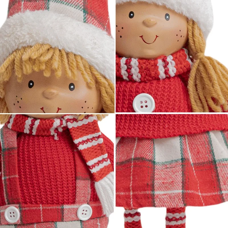 Retractable Fabric Boy and Girl Doll Christmas New New Year Decorative Doll Ornaments Home Decoration Accessories