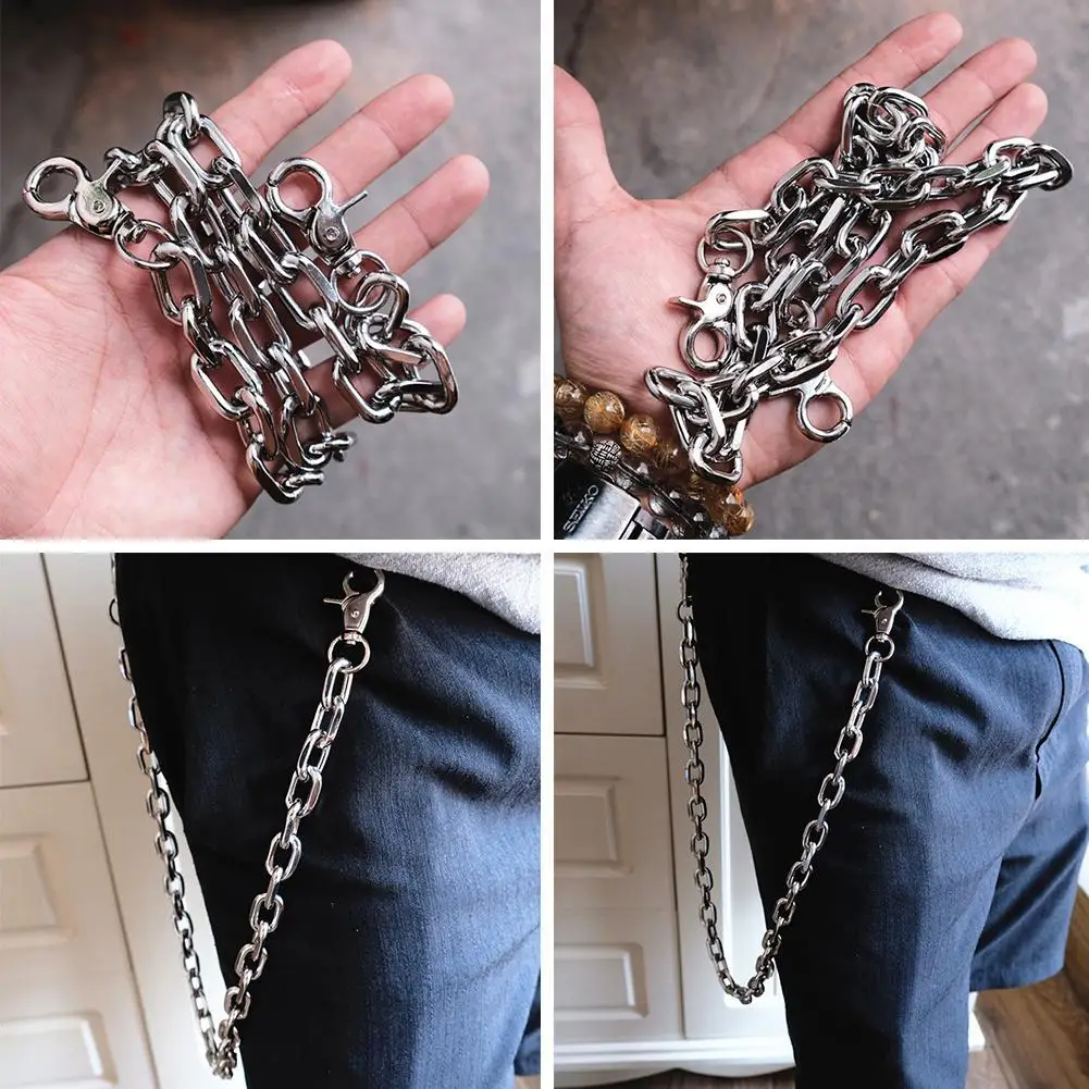 Portafoglio lungo in metallo Catena da cintura Pantaloni punk rock Pantaloni hipster Jean Portachiavi Anello argentato Portachiavi Gioielli HipHop da uomo  36