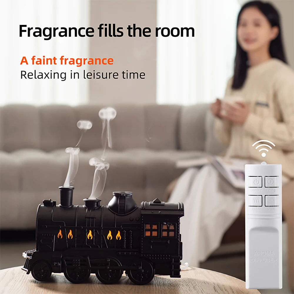 Retro Train Air Humidifier Ultrasonic Aromatherapy Diffusers Mist Maker Fragrance Essential Oil Aroma Difusor Remote control 6