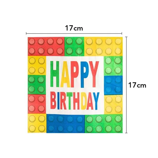 Set Stoviglie Compleanno A Tema Blocchi - 16 Porzioni, Con Piatti, Tazze, Tovaglioli E Tovaglia - Foto 6