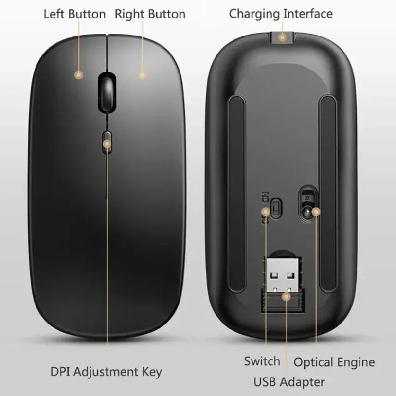 Wireless Rechargeable Gaming Mouse Portable Ergonomic Quiet And Magical Suitable For Portable Computers Tablets IPAD Phone